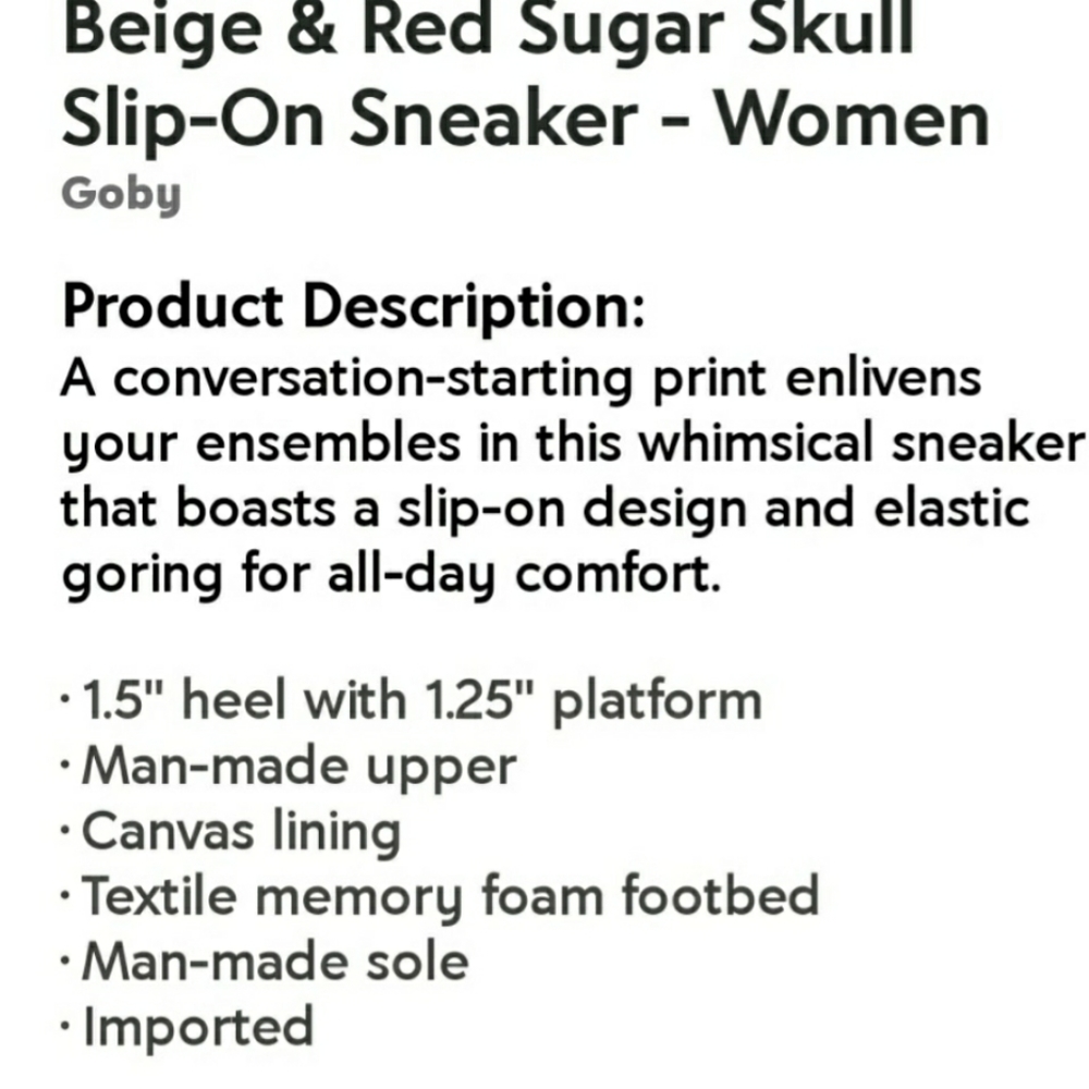 quirky GOBY sugar skull pull on shoes kicks NWOB - Picture 2 of 6